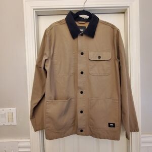 Vans Men's Beige Jacket with Dark Collar Size M